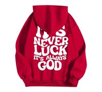 Sudaderas con capucha para mujer It'S Never Luck It'S Always God Christian con bolsillos con cordón para mujer, talla grande, sudaderas con capucha para otoño, cómodas, informales, de invierno, a la