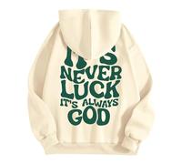 Sudaderas con capucha para mujer It'S Never Luck It'S Always God Christian con bolsillos con cordón para mujer, talla grande, sudaderas con capucha para otoño, cómodas, informales, de invierno, a la