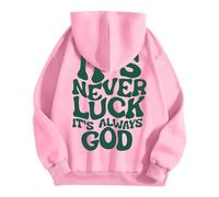 Sudaderas con capucha para mujer It'S Never Luck It'S Always God Christian con bolsillos con cordón para mujer, talla grande, sudaderas con capucha para otoño, cómodas, informales, de invierno, a la