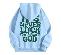 Sudaderas con capucha para mujer It'S Never Luck It'S Always God Christian con bolsillos con cordón para mujer, talla grande, sudaderas con capucha para otoño, cómodas, informales, de invierno, a la