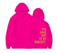Sudaderas con capucha para mujer It's Okay Not To Be Perfect, talla grande, bolsillo, cordón, sudaderas con capucha para mujer, cómodas, informales, para otoño, invierno, a la moda, hot pink, 5XL