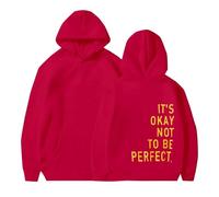 Sudaderas con capucha para mujer It's Okay Not To Be Perfect, talla grande, bolsillo, cordón, sudaderas con capucha para mujer, cómodas, informales, para otoño, invierno, a la moda, beige, 4XL