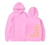 Sudaderas con capucha para mujer It's Okay Not To Be Perfect, talla grande, bolsillo, cordón, sudaderas con capucha para mujer, cómodas, informales, para otoño, invierno, a la moda, rosa, 5XL