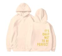 Sudaderas con capucha para mujer It's Okay Not To Be Perfect, talla grande, bolsillo, cordón, sudaderas con capucha para mujer, cómodas, informales, para otoño, invierno, a la moda, rosso, XL
