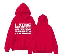 Sudaderas con capucha para mujer L Love My Hot Beautiful Girlfriend So Please Stay Away From Me con bolsillo de talla grande para mujer, sudaderas con capucha para otoño e invierno, cómodas