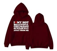 Sudaderas con capucha para mujer L Love My Hot Beautiful Girlfriend So Please Stay Away From Me con bolsillo de talla grande para mujer, sudaderas con capucha para otoño e invierno, cómodas