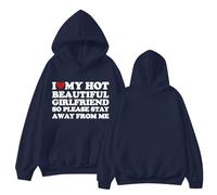 Sudaderas con capucha para mujer L Love My Hot Beautiful Girlfriend So Please Stay Away From Me con bolsillo de talla grande para mujer, sudaderas con capucha para otoño e invierno, cómodas