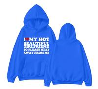 Sudaderas con capucha para mujer L Love My Hot Beautiful Girlfriend So Please Stay Away From Me con bolsillo de talla grande para mujer, sudaderas con capucha para otoño e invierno, cómodas