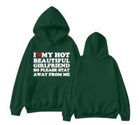 Sudaderas con capucha para mujer L Love My Hot Beautiful Girlfriend So Please Stay Away From Me con bolsillo de talla grande para mujer, sudaderas con capucha para otoño e invierno, cómodas