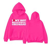 Sudaderas con capucha para mujer, L Love My Hot Beautiful Girlfriend talla grande, con bolsillo, sudaderas con capucha para mujer, sudaderas con capucha para otoño e invierno, a la moda, cómodas