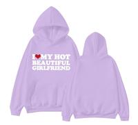 Sudaderas con capucha para mujer, L Love My Hot Beautiful Girlfriend talla grande, con bolsillo, sudaderas con capucha para mujer, sudaderas con capucha para otoño e invierno, a la moda, cómodas