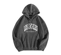 Sudaderas con capucha para mujer, ligeras, con estampado de Los Ángeles, California, cómodas, con capucha, a la moda, con bolsillo y cordón, suéteres divertidos y suaves para el otoño, gris oscuro, L