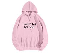 Sudaderas con capucha para mujer Love That You, holgadas, talla grande, bolsillos con cordón, sudadera con capucha para mujer, sudadera de invierno a la moda, cómoda, casual, con capucha, rosa, S