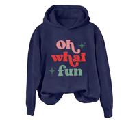 Sudaderas con capucha para mujer, Oh What Fun, de manga larga, ropa deportiva para mujer, sudadera con capucha para otoño, cómoda, casual, invierno, a la moda, azul, S