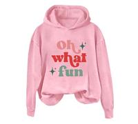 Sudaderas con capucha para mujer, Oh What Fun, de manga larga, ropa deportiva para mujer, sudadera con capucha para otoño, cómoda, casual, invierno, a la moda, rosa, XXL