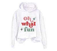 Sudaderas con capucha para mujer, Oh What Fun, de manga larga, ropa deportiva para mujer, sudadera con capucha para otoño, cómoda, casual, invierno, a la moda, blanco, XL