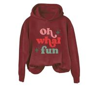 Sudaderas con capucha para mujer, Oh What Fun, de manga larga, ropa deportiva para mujer, sudadera con capucha para otoño, cómoda, casual, invierno, a la moda, rosso, XL