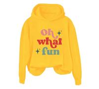 Sudaderas con capucha para mujer, Oh What Fun, de manga larga, ropa deportiva para mujer, sudadera con capucha para otoño, cómoda, casual, invierno, a la moda, amarillo, S