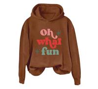 Sudaderas con capucha para mujer, Oh What Fun, de manga larga, ropa deportiva para mujer, sudadera con capucha para otoño, cómoda, casual, invierno, a la moda, café, M