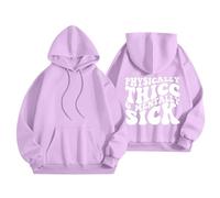 Sudaderas con capucha para mujer Physically Thicc Mentally Sick talla grande con bolsillo y cordón para mujer, sudadera con capucha para otoño e invierno, sudadera con capucha moderna y cómoda casual