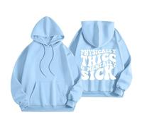 Sudaderas con capucha para mujer Physically Thicc Mentally Sick talla grande con bolsillo y cordón para mujer, sudadera con capucha para otoño e invierno, sudadera con capucha moderna y cómoda casual