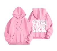 Sudaderas con capucha para mujer Physically Thicc Mentally Sick talla grande con bolsillo y cordón para mujer, sudadera con capucha para otoño e invierno, sudadera con capucha moderna y cómoda casual