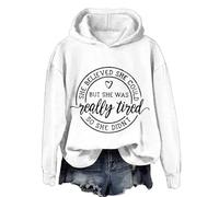 Sudaderas con capucha para mujer She Believed Could But Was Really Tired So Didn't de manga larga para mujer, sudadera con capucha moderna y cómoda, casual, para otoño, blanco, 4XL
