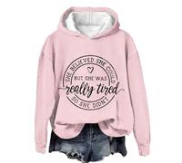 Sudaderas con capucha para mujer She Believed Could But Was Really Tired So Didn't de manga larga para mujer, sudadera con capucha moderna y cómoda, casual, para otoño, rosa, XXL