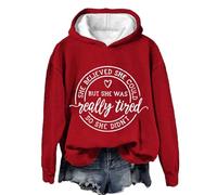 Sudaderas con capucha para mujer She Believed Could But Was Really Tired So Didn't de manga larga para mujer, sudadera con capucha moderna y cómoda, casual, para otoño, rosso, S