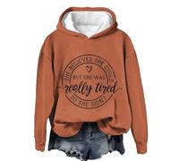 Sudaderas con capucha para mujer She Believed Could But Was Really Tired So Didn't de manga larga para mujer, sudadera con capucha moderna y cómoda, casual, para otoño, naranja, M