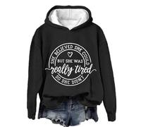 Sudaderas con capucha para mujer She Believed Could But Was Really Tired So Didn't de manga larga para mujer, sudadera con capucha moderna y cómoda, casual, para otoño, Negro, XL