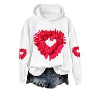 Sudaderas con capucha para mujer, sudaderas de San Valentín para mujer, divertidas camisetas de San Valentín con gráfico de corazón, camisetas casuales de manga larga para regalos de festivales