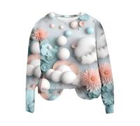 Sudaderas con capucha para mujer y verano con tres estampados, a la moda, sin capucha, cuello redondo, suelto, versátil, para uso diario, sudaderas con capucha para mujer, blanco, 5XL