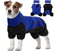Sudaderas con capucha para perros medianos, suéter de forro polar todo en uno con patas elegante abrigo térmico para Jack Russell para mantener el frío fuera (azul, M)