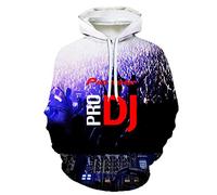 Sudaderas con Capucha Uniforme De Béisbol De Moda Producción De Música De DJ Impresión Digital 3D Hombres Y Mujeres Suéter con Capucha Suelta-Wk0527, M