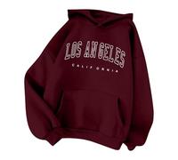 Sudaderas con capucha vintage con estampado de letras de Los Ángeles para mujer, estilo casual con capucha, con forro polar, para invierno, otoño, deportes, bosques, universidad, dibujos animados