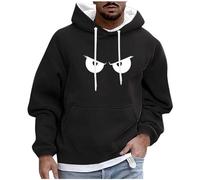 Sudaderas con capucha y capucha para hombre, estampadas, con cordón, manga larga, lindas sudaderas atléticas, R-769 Negro, 3XL
