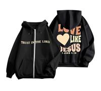 Sudaderas con capucha y capucha para mujer, diseño de Jesús Love Like Jesus, con cremallera, con cordón, estilo cristiano, Workou, para adolescentes, con forro polar, con cremallera, diseño de Dios