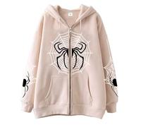 Sudaderas con capucha y cremallera para mujer, estilo informal, con cremallera, cómodas y modernas, ajuste holgado, con capucha, ropa vintage, sudadera preparada, Workou Western 2025, dibujos animados