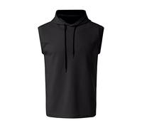 Sudaderas con capucha y sudaderas de moda para hombre, sin mangas, camiseta casual, color liso, sudadera con capucha para hombres grandes y altos, Negro, XL