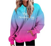 Sudaderas con capucha Yes I'M Always Cold para mujer, de moda, degradado, con cordones, con cordón, para deportes Y2K, lisas, suaves, holgadas, góticas, lindas, hot pink, 3XL