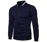 Sudaderas con cremallera completa para hombre, cárdigans sin capucha para hombre, suéter casual de manga larga ligera a cuadros, chaqueta bomber para hombre, camisa ligera de forro polar, azul marino
