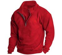 Sudaderas con cremallera de 1/4 para hombre, cuello alto del Reino Unido, rosso, XL