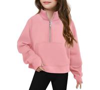 Sudaderas con Cremallera de 1/4 para niña, suéter Informal de Manga Larga de tamaño, Tops Lindos con Media Cremallera y Sudadera con Capucha de Bolsillo Chándal Hombre Completo