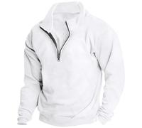 Sudaderas con cremallera de un cuarto para hombre, sudaderas de gran tamaño para hombre, blanco, XXL