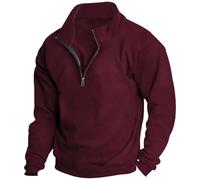 Sudaderas con cremallera de un cuarto para hombre, sudaderas de gran tamaño para hombre, Vino, S