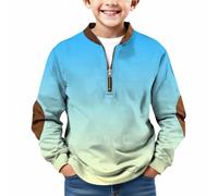 Sudaderas con cremallera de un cuarto para niños, lindas sudaderas con capucha de color degradado, de manga larga, casual, para jóvenes y niños, bloque de color, gran tamaño, a la moda, amarillo, 14