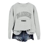 Sudaderas con estampado de letras de Los Ángeles California para mujer, cuello redondo, trajes de anime de manga larga, vintage, lindas, cuello redondo, ropa estética de otoño, estilo universitario