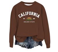 Sudaderas con estampado de Los Ángeles para mujer, cuello redondo, sudaderas de gran tamaño, cuello redondo, letra gótica, casual, gráfico, vintage, ropa fresca para otoño, gótica universitaria