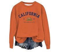 Sudaderas con estampado de Los Ángeles para mujer, cuello redondo, sudaderas de gran tamaño, cuello redondo, letra gótica, casual, gráfico, vintage, ropa fresca para otoño, gótica universitaria